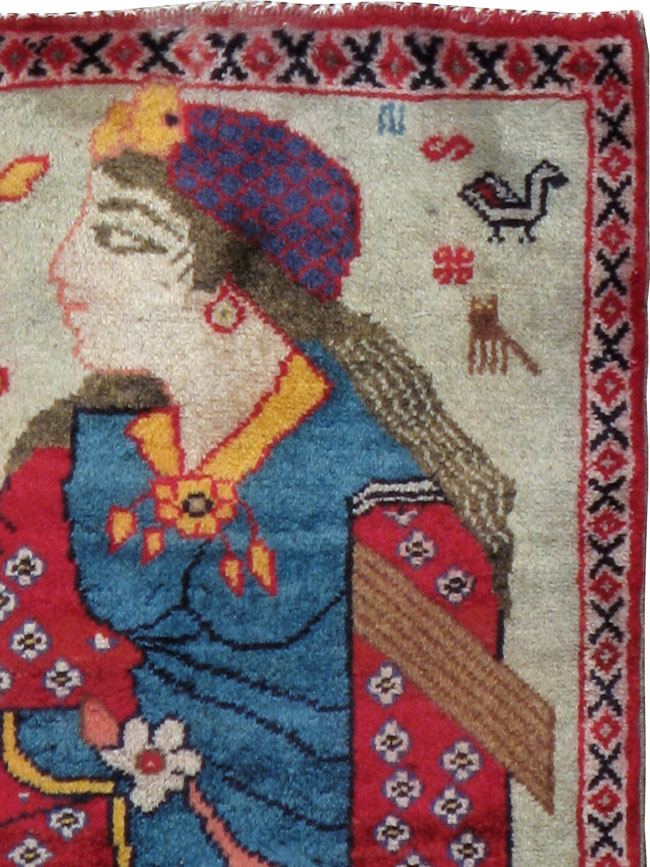 Vintage Persian Tabriz Pictorial Rug, No.24436 - Galerie Shabab