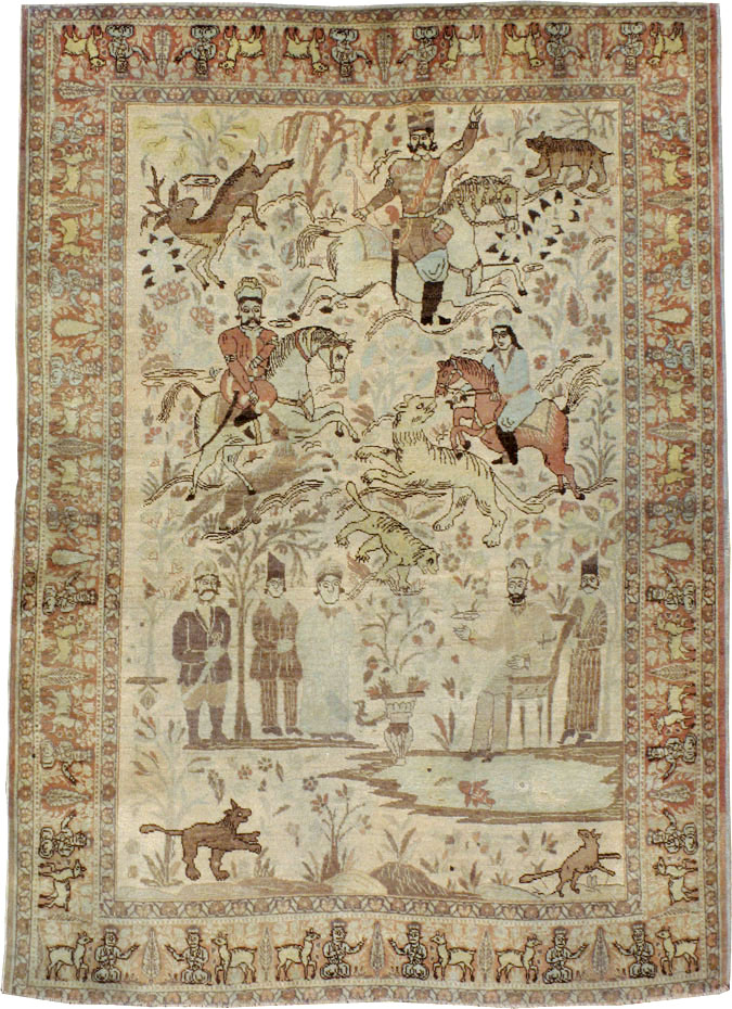 Antique Persian Tabriz Pictorial Rug, No.24475 - Galerie Shabab