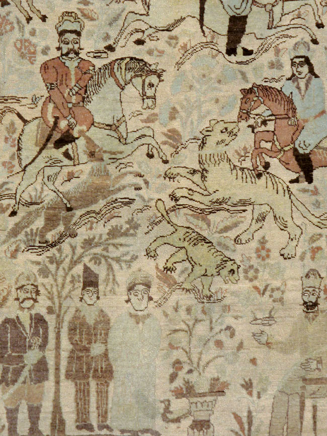 Antique Persian Tabriz Pictorial Rug, No.24475 - Galerie Shabab