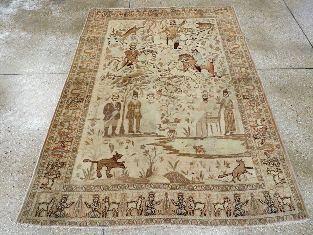 Antique Persian Tabriz Pictorial Rug, No.24475 - Galerie Shabab