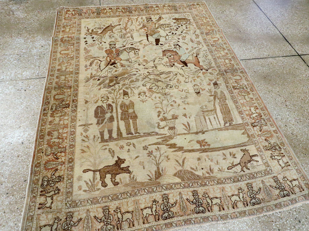 Antique Persian Tabriz Pictorial Rug, No.24475 - Galerie Shabab