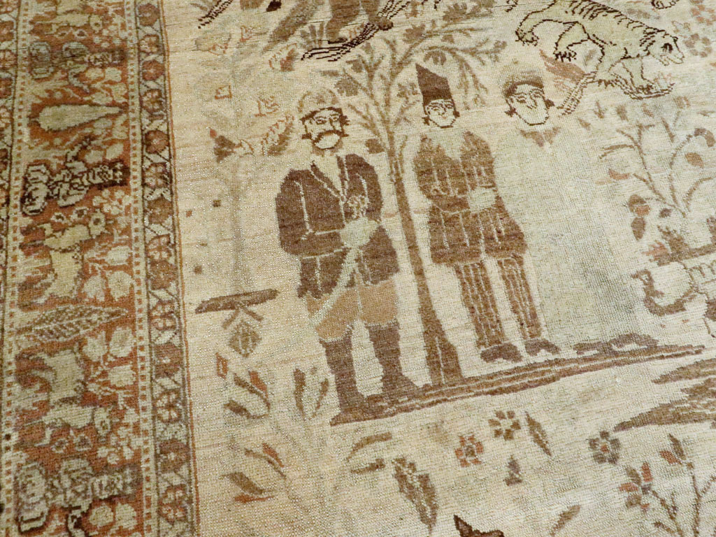 Antique Persian Tabriz Pictorial Rug, No.24475 - Galerie Shabab