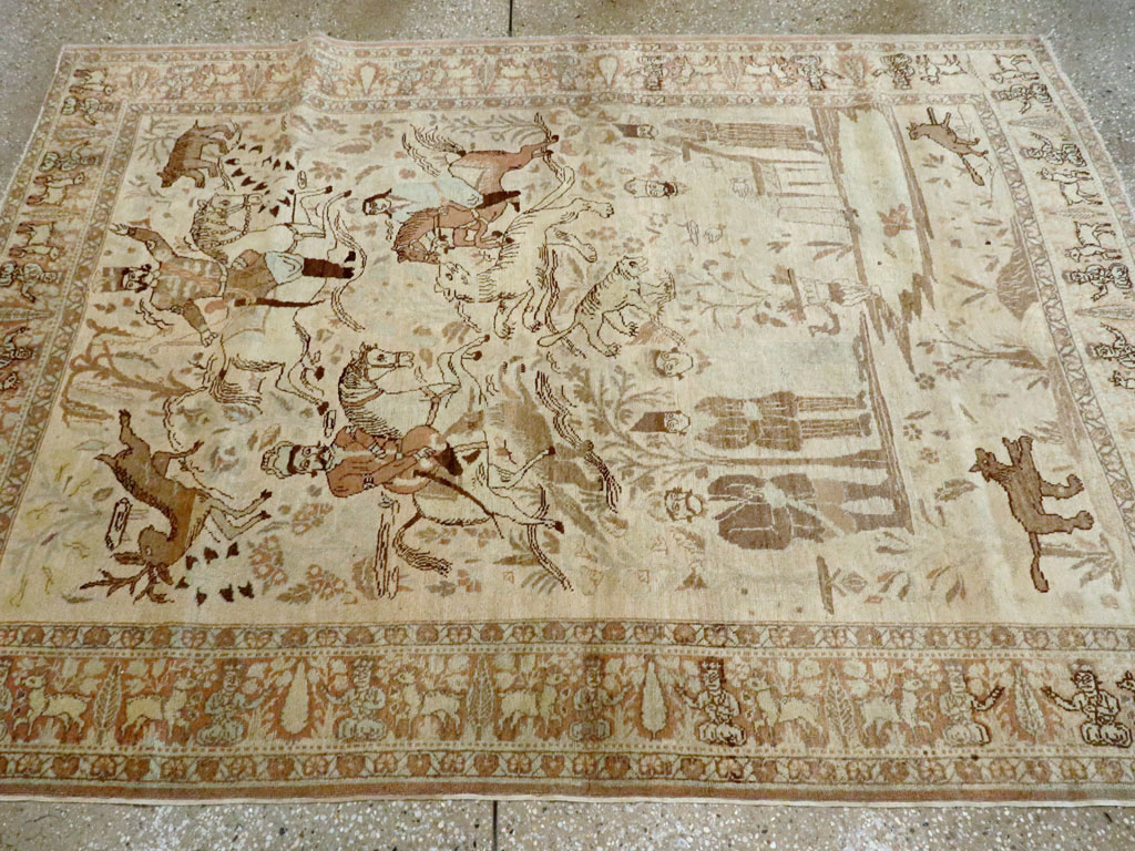 Antique Persian Tabriz Pictorial Rug, No.24475 - Galerie Shabab
