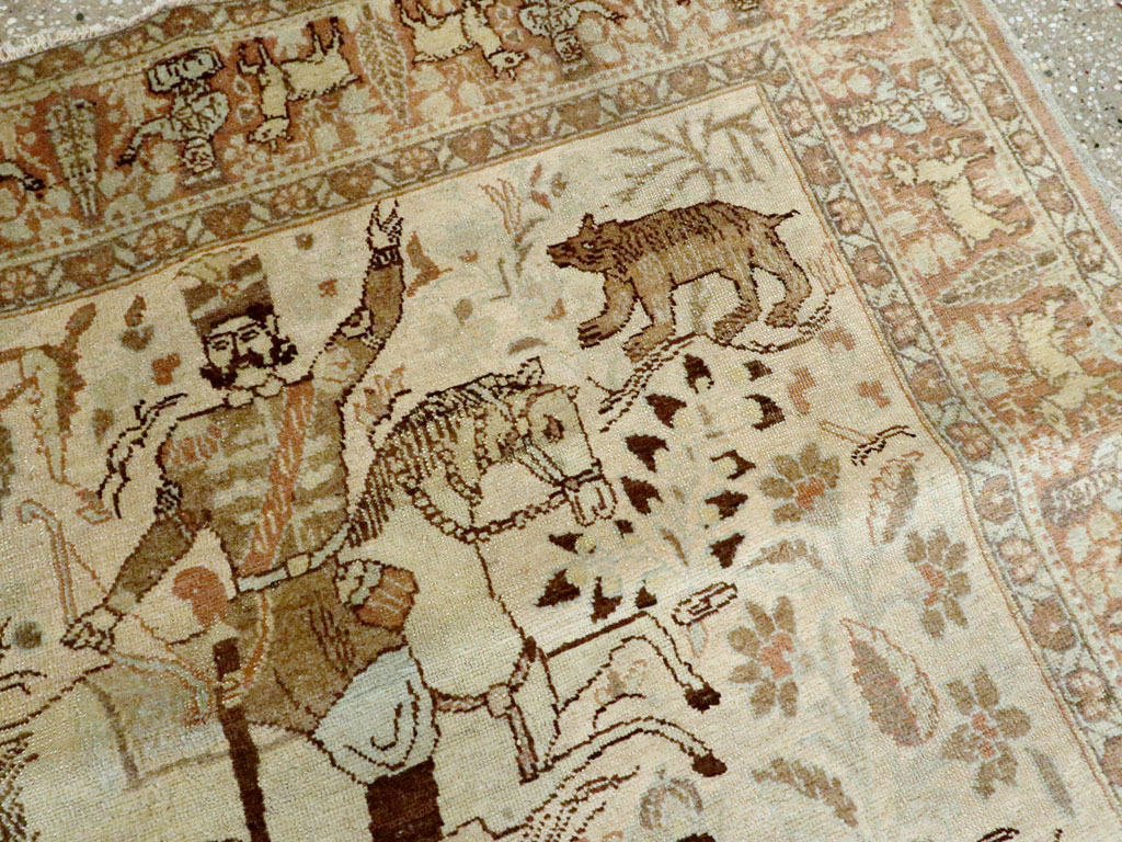 Antique Persian Tabriz Pictorial Rug, No.24475 - Galerie Shabab