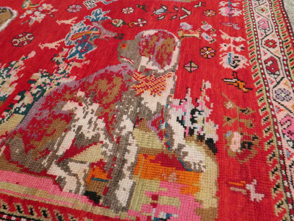 Vintage Caucasian Karabagh Pictorial Accent Rug, No.24487 - Galerie Shabab