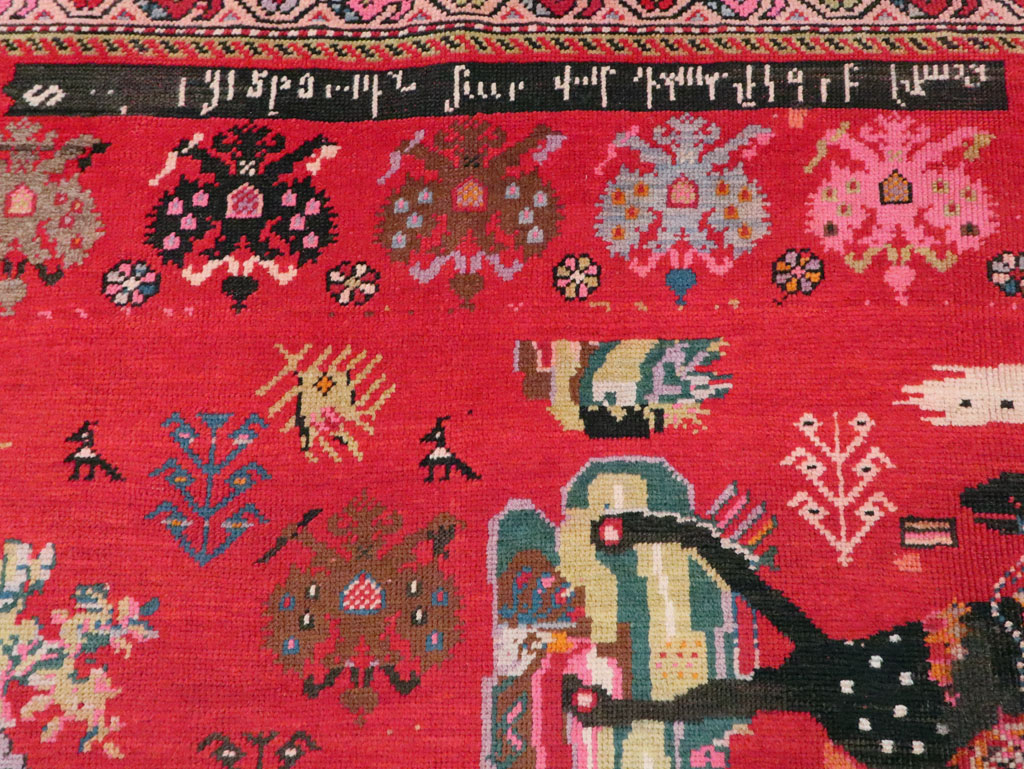 Vintage Caucasian Karabagh Pictorial Accent Rug, No.24487 - Galerie Shabab