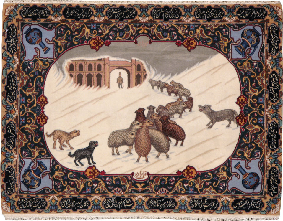 Vintage Persian Tabriz Pictorial Rug, No.24501 - Galerie Shabab