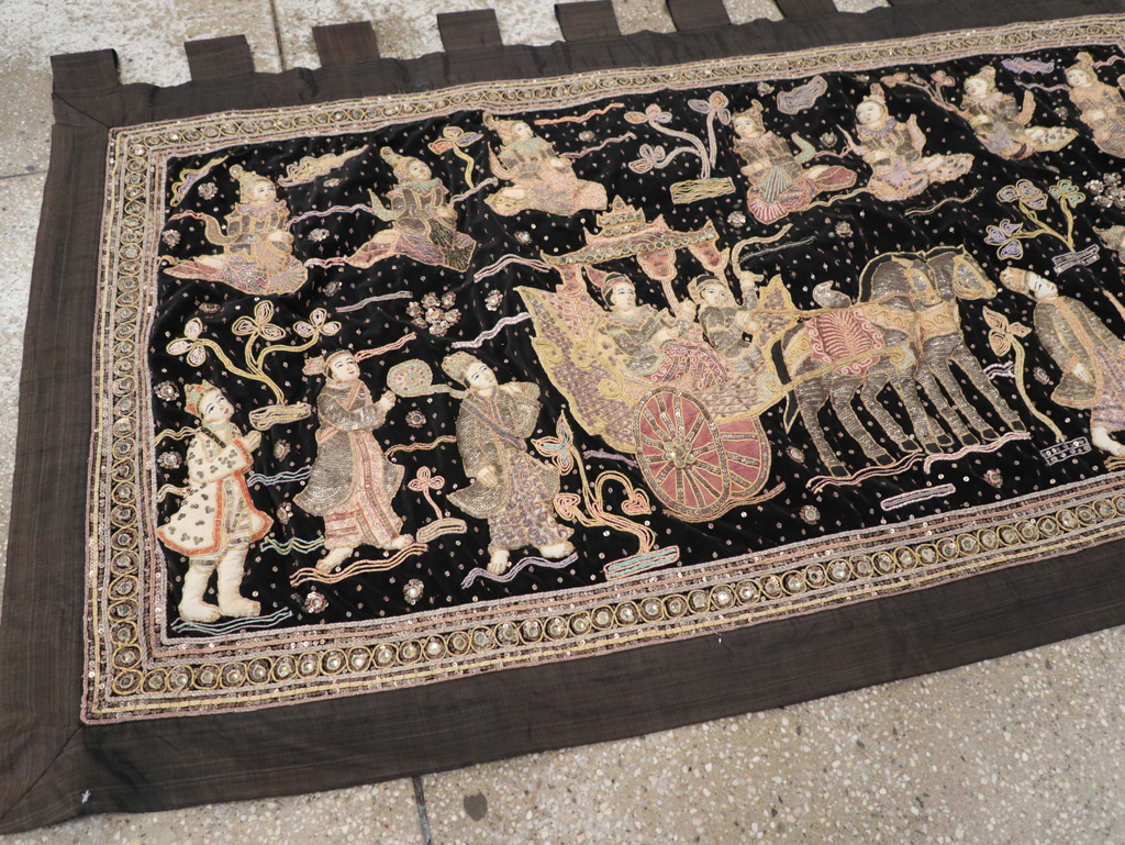 Burmese High Relief Richly Embroidered and Beaded Tapestry, No.24512 - Galerie Shabab