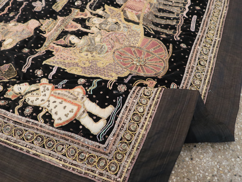 Burmese High Relief Richly Embroidered and Beaded Tapestry, No.24512 - Galerie Shabab