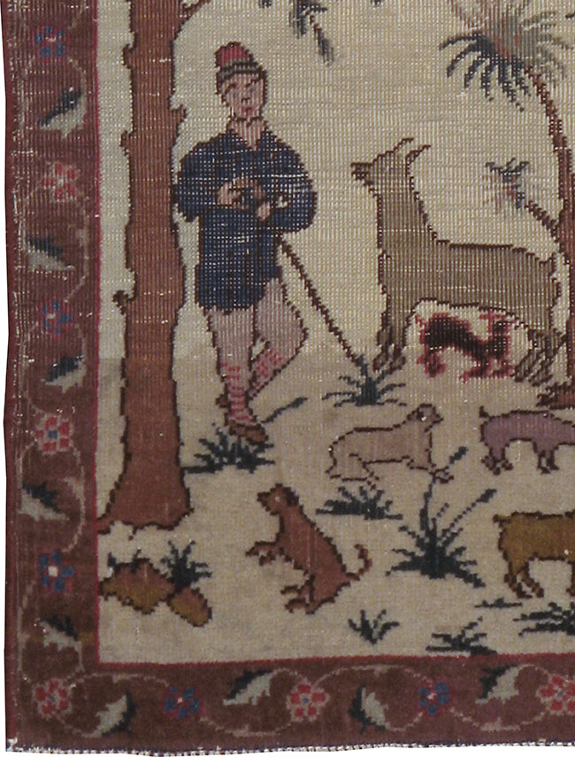 Vintage Persian Tabriz Pictorial Rug, No.24526 - Galerie Shabab