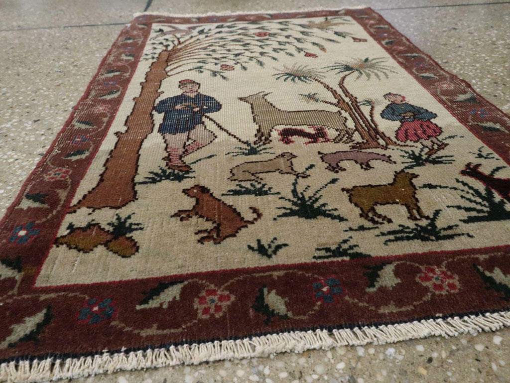 Vintage Persian Tabriz Pictorial Rug, No.24526 - Galerie Shabab