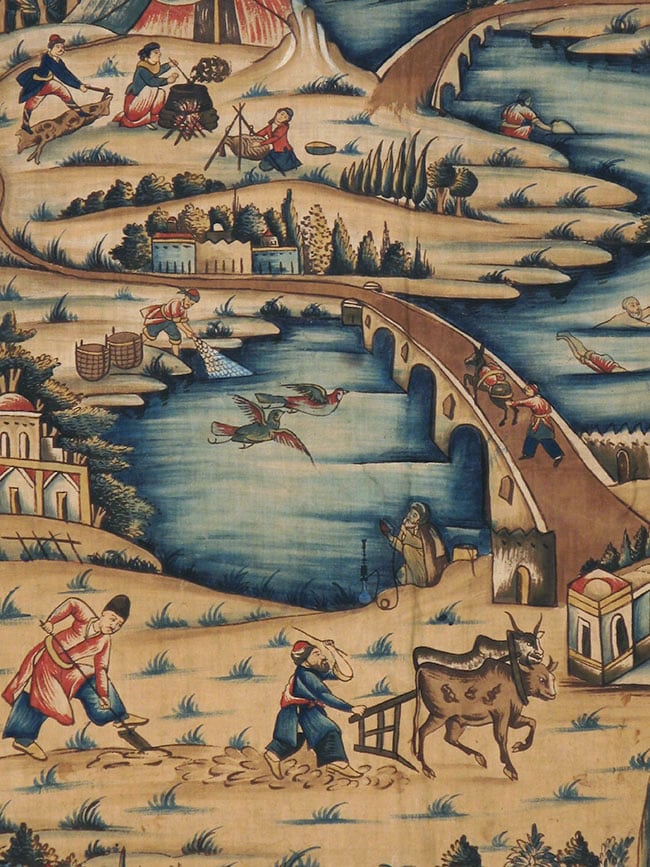 Vintage Persian Pictorial Textile, No.24527 - Galerie Shabab