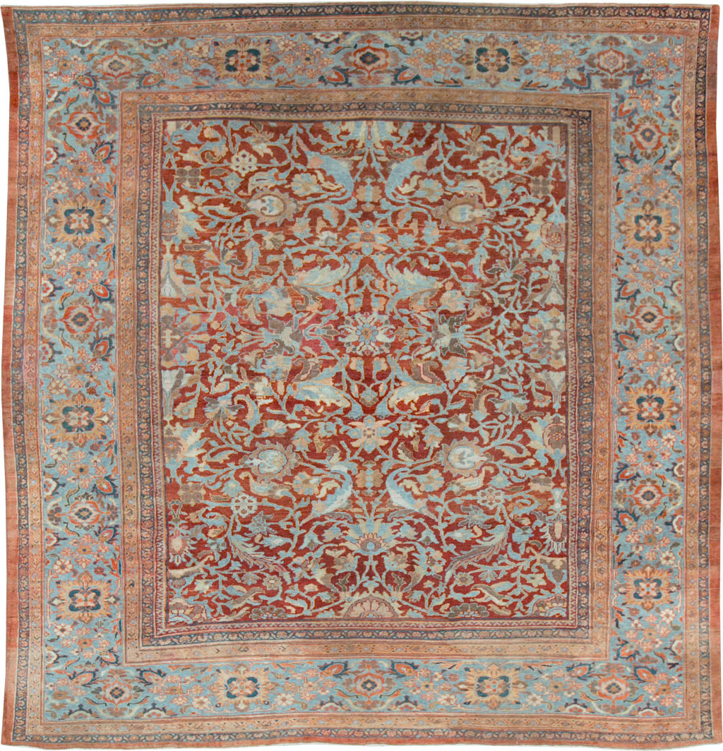 Antique Persian Sultanabad Large Square Room Size Carpet, No.24539 - Galerie Shabab