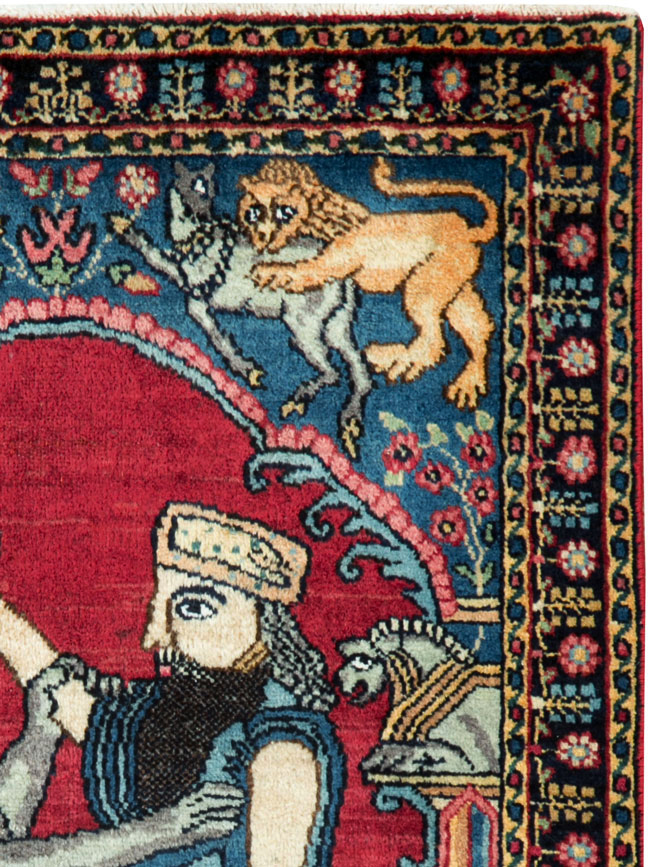 Antique Persian Lavar Kerman Pictorial Rug, No.24554 - Galerie Shabab