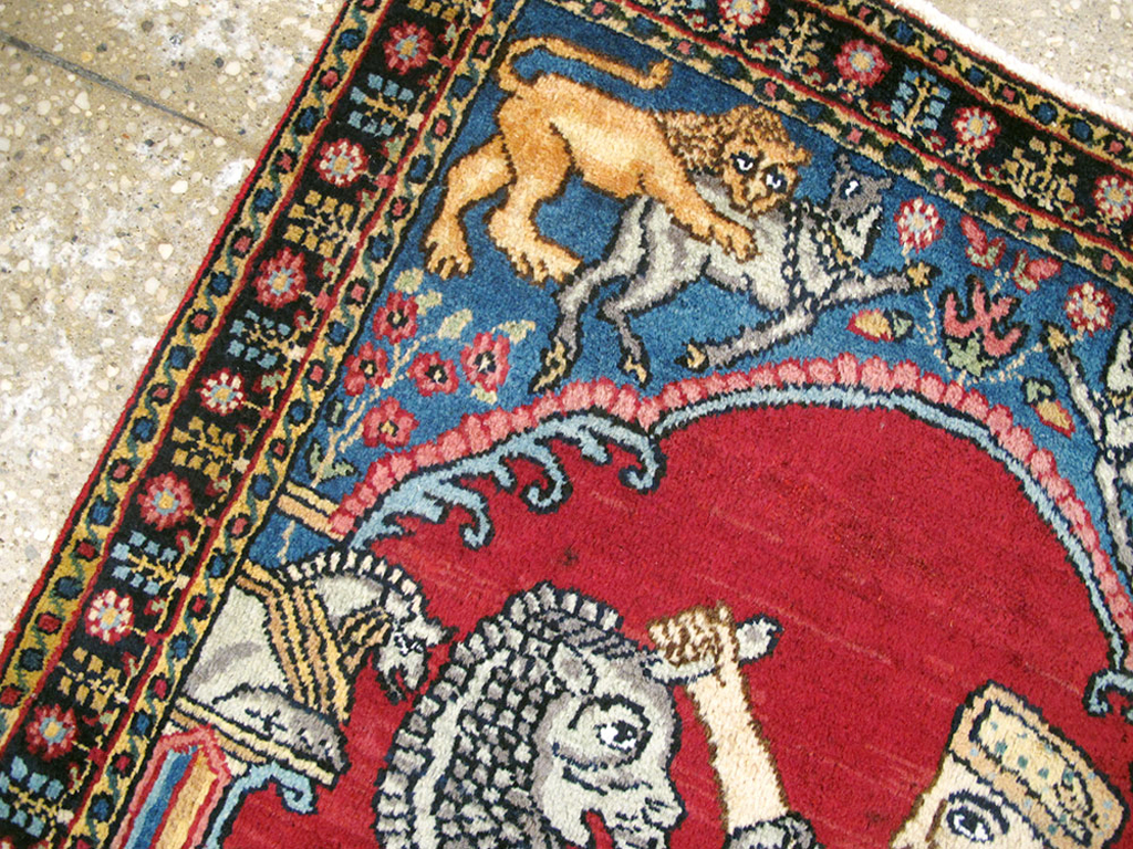 Antique Persian Lavar Kerman Pictorial Rug, No.24554 - Galerie Shabab