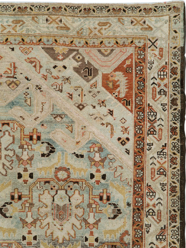 Vintage Persian Malayer Wide Gallery Runner, No.24581 - Galerie Shabab