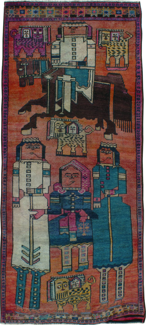 Vintage Persian Pictorial Gabbeh Rug, No.24606 - Galerie Shabab