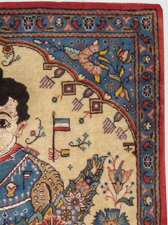 Vintage Persian Kashan Pictorial Rug, No.24614 - Galerie Shabab