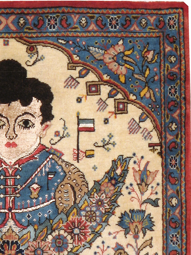 Vintage Persian Kashan Pictorial Rug, No.24614 - Galerie Shabab