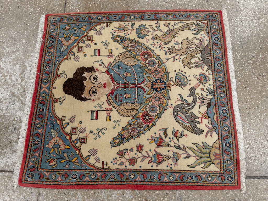 Vintage Persian Kashan Pictorial Rug, No.24614 - Galerie Shabab