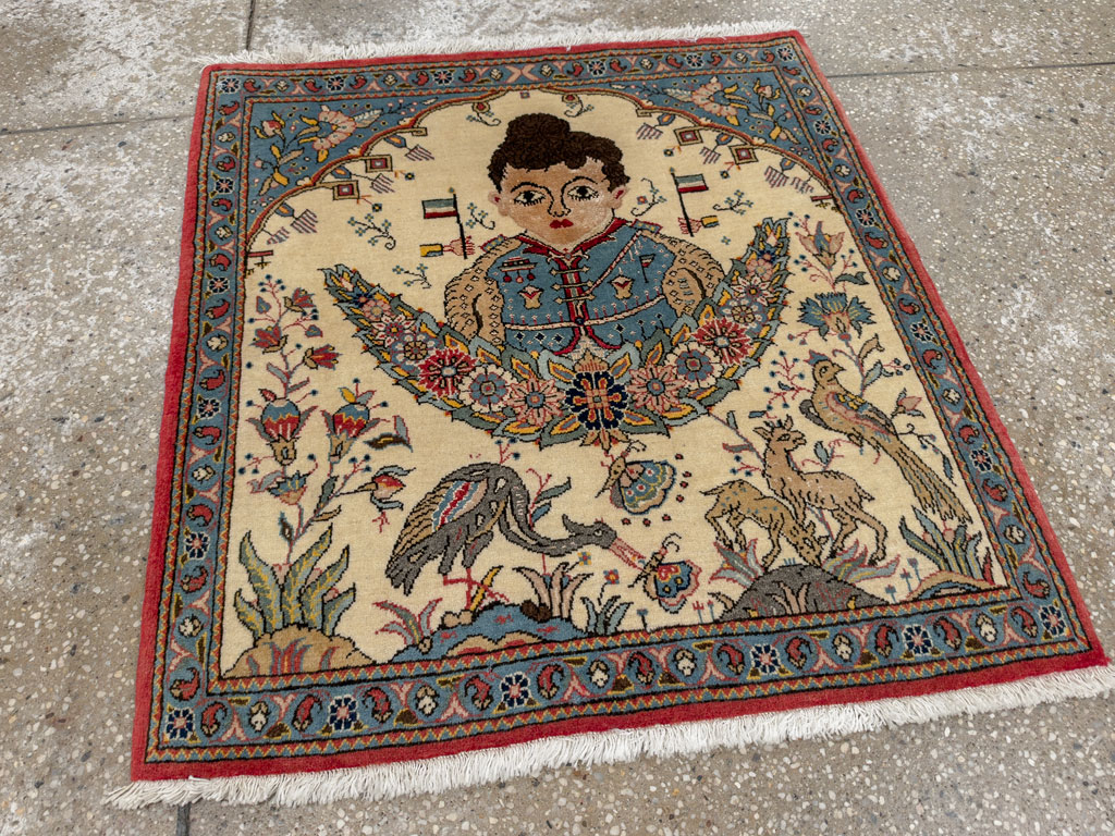 Vintage Persian Kashan Pictorial Rug, No.24614 - Galerie Shabab