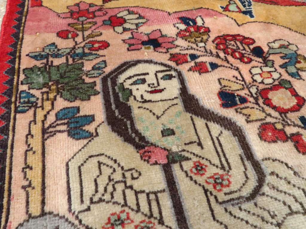 Vintage Persian Tabriz Pictorial Rug, No.24615 - Galerie Shabab