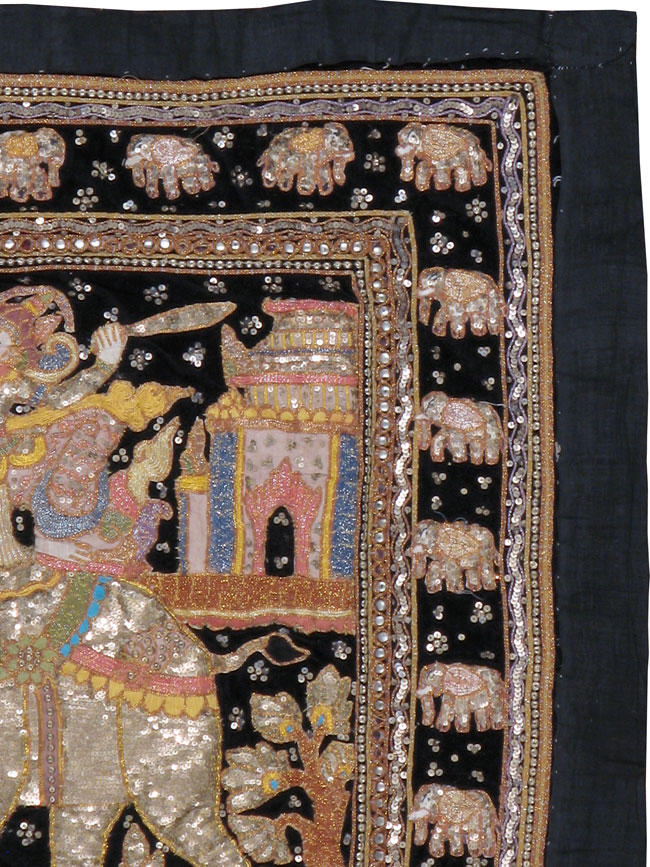Burmese High Relief Richly Embroidered and Beaded Tapestry, No.24648 - Galerie Shabab