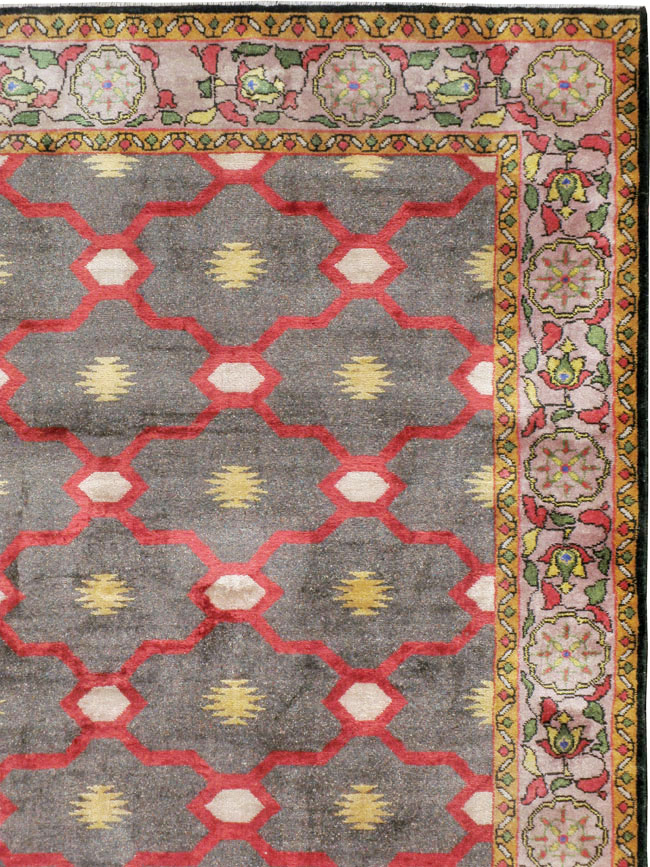 Vintage Indian Silk Agra Room Size Carpet, No.24652 - Galerie Shabab