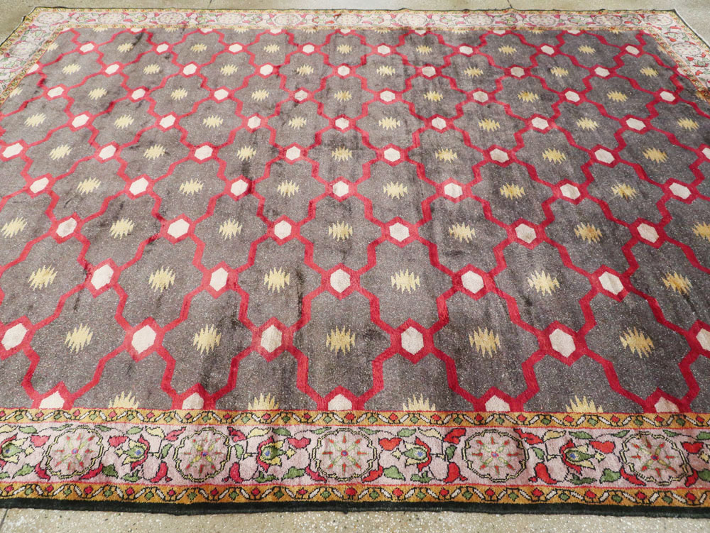 Vintage Indian Silk Agra Room Size Carpet, No.24652 - Galerie Shabab