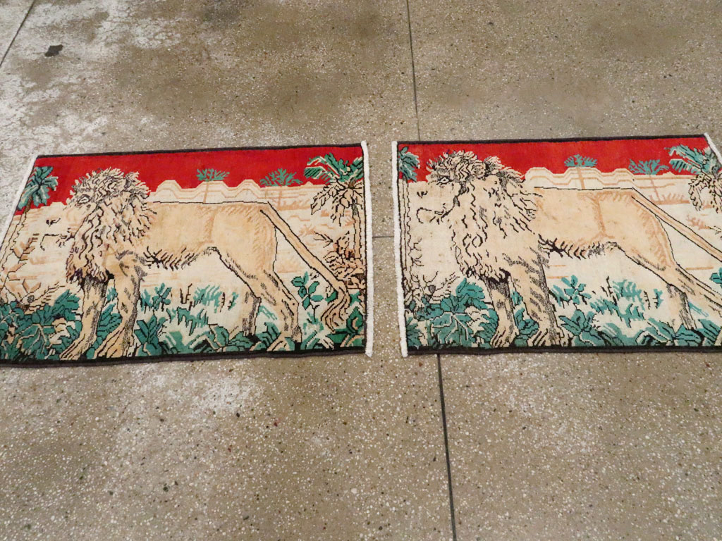 Vintage Persian Hamadan Pictorial Rug (Pair: 1 of 2), No.24658 - Galerie Shabab