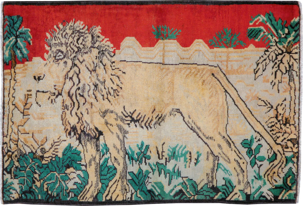 Vintage Persian Hamadan Pictorial Rug (Pair: 2 of 2), No.24659 - Galerie Shabab