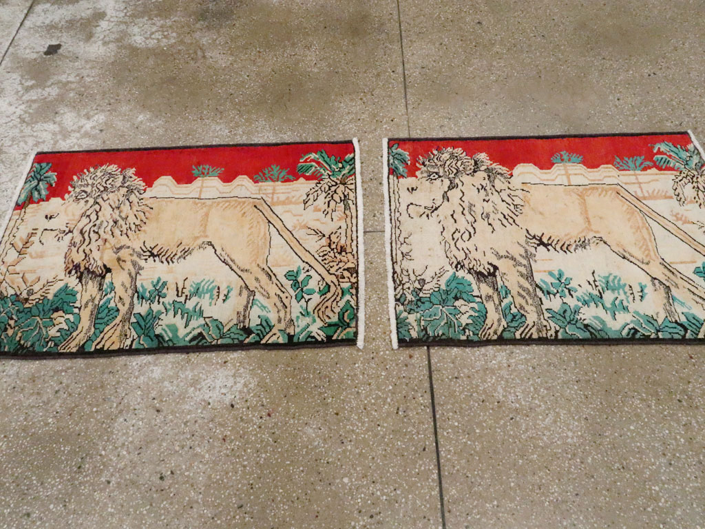 Vintage Persian Hamadan Pictorial Rug (Pair: 2 of 2), No.24659 - Galerie Shabab