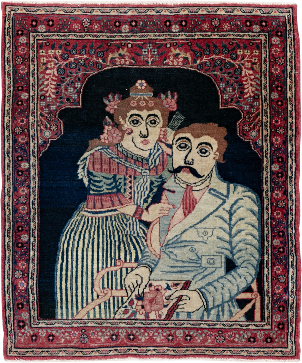 Antique Persian Mashad Pictorial Rug, No.24693 - Galerie Shabab