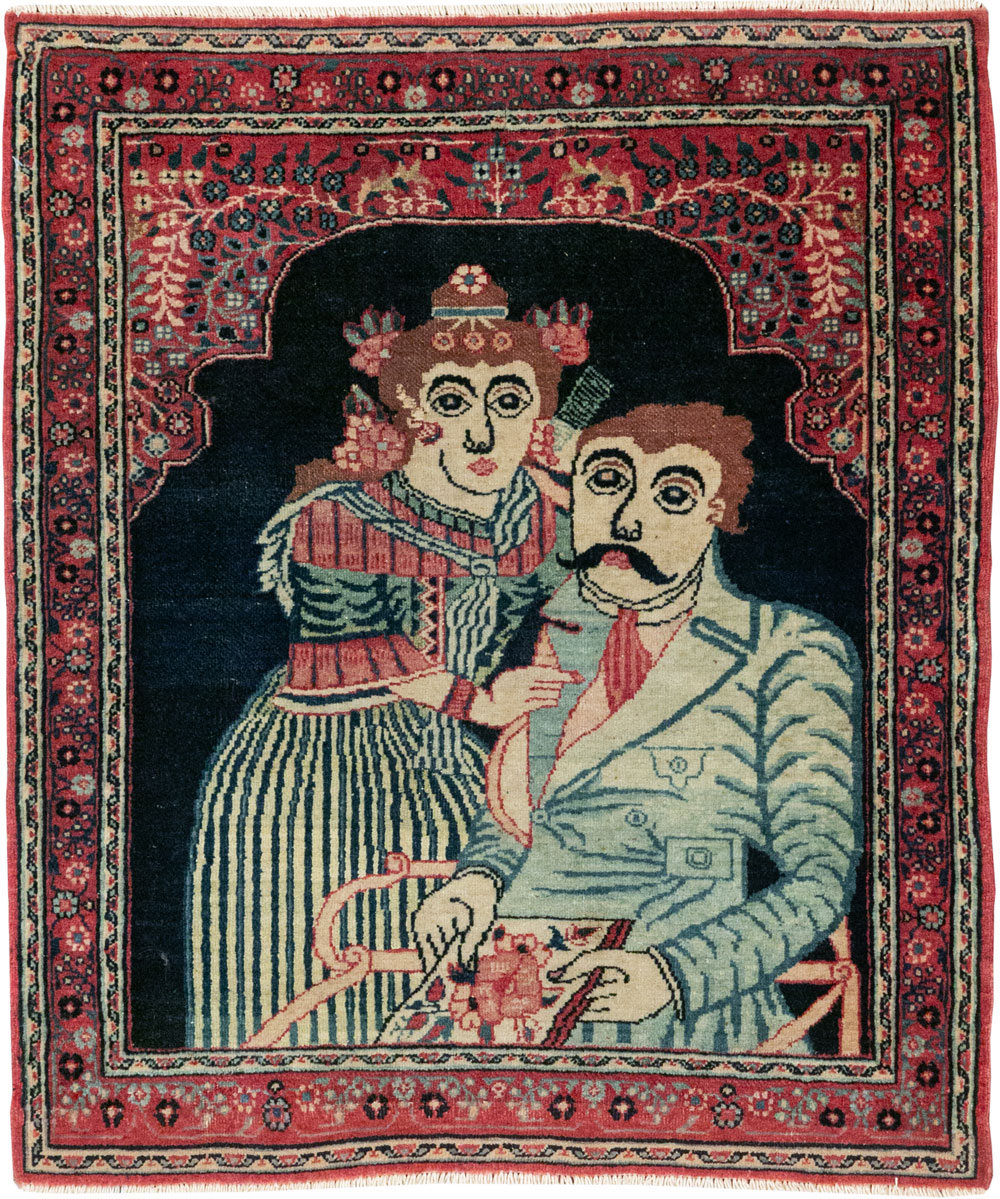 Antique Persian Mashad Pictorial Rug, No.24693 - Galerie Shabab