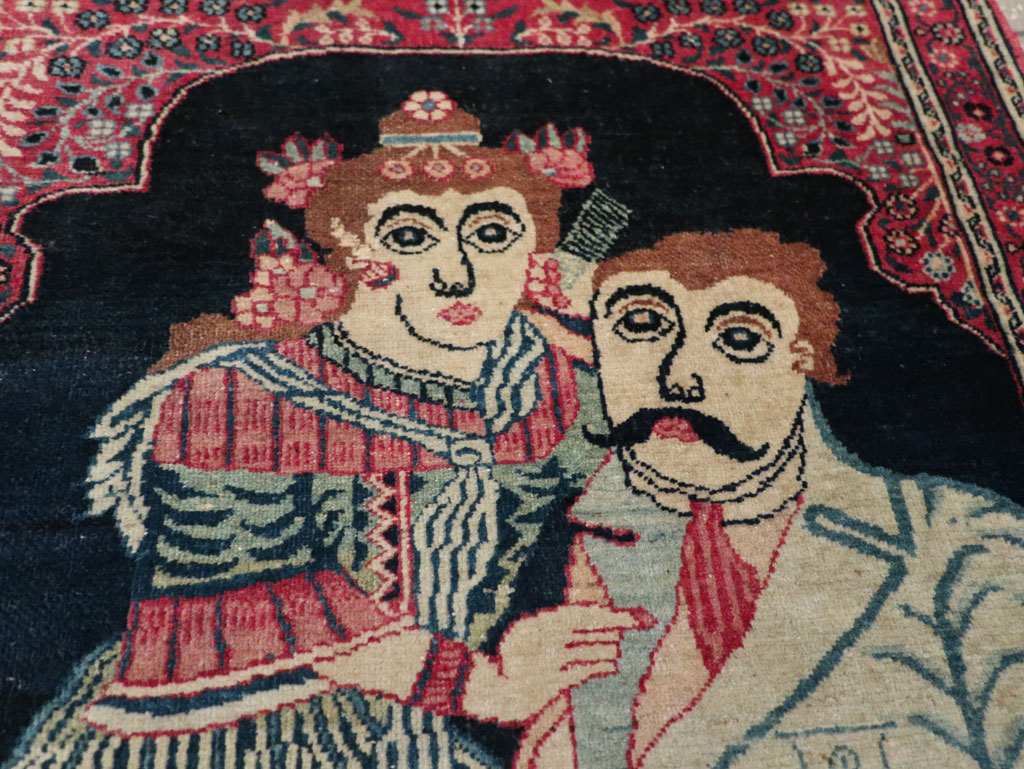 Antique Persian Mashad Pictorial Rug, No.24693 - Galerie Shabab