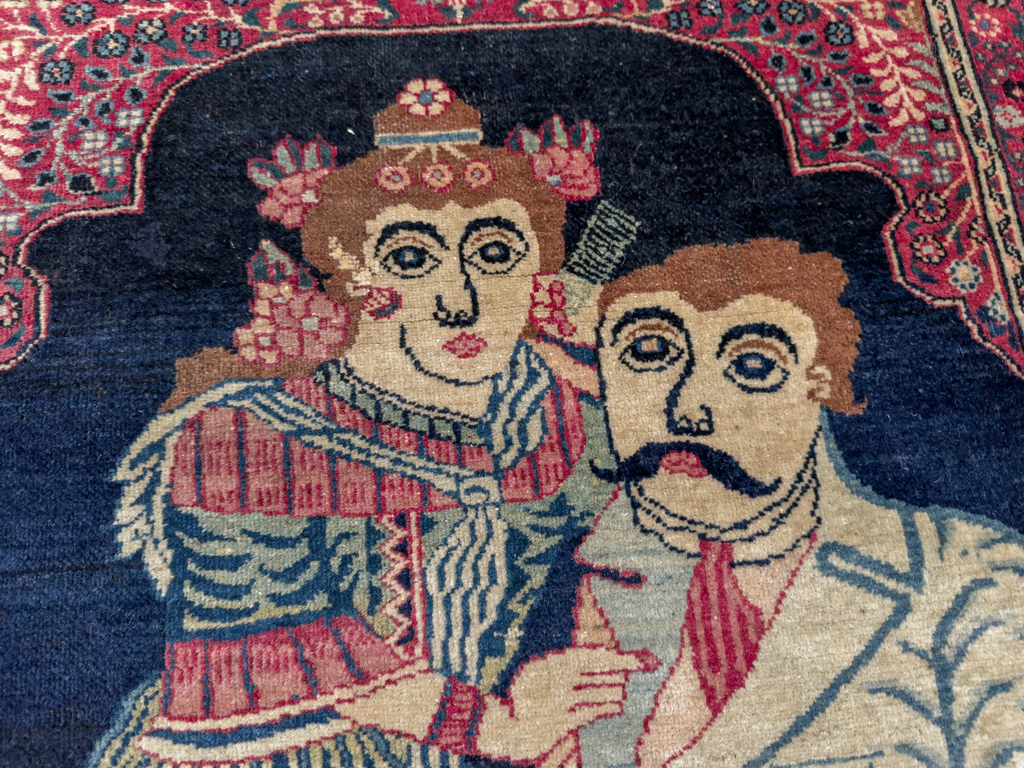 Antique Persian Mashad Pictorial Rug, No.24693 - Galerie Shabab