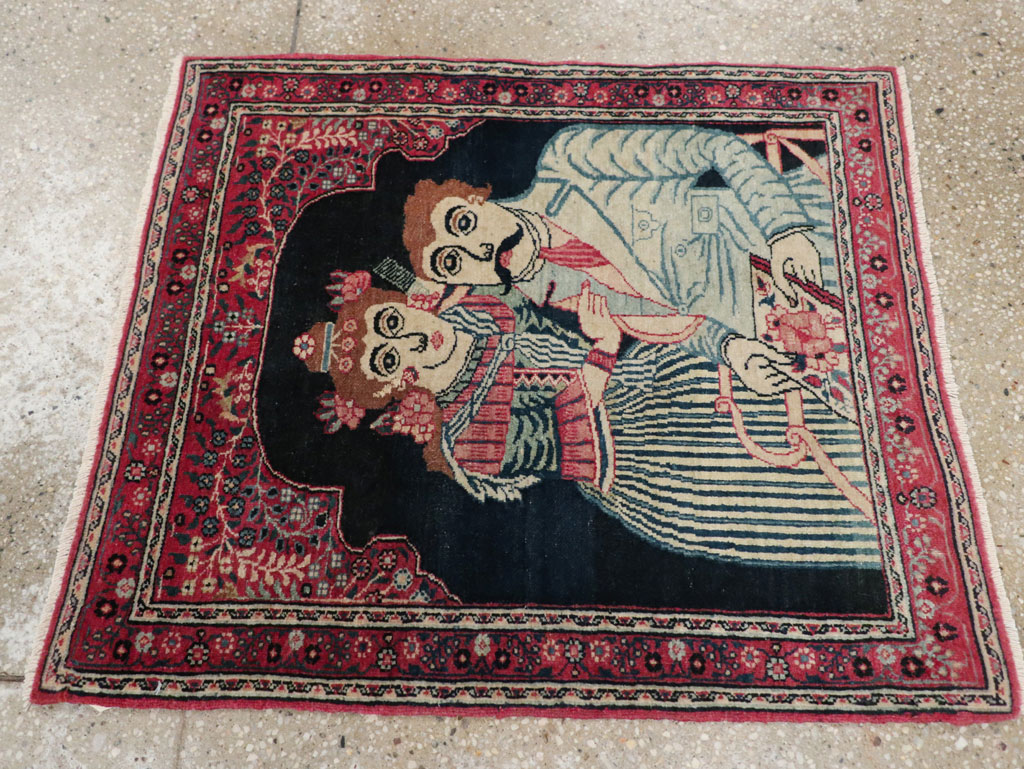 Antique Persian Mashad Pictorial Rug, No.24693 - Galerie Shabab