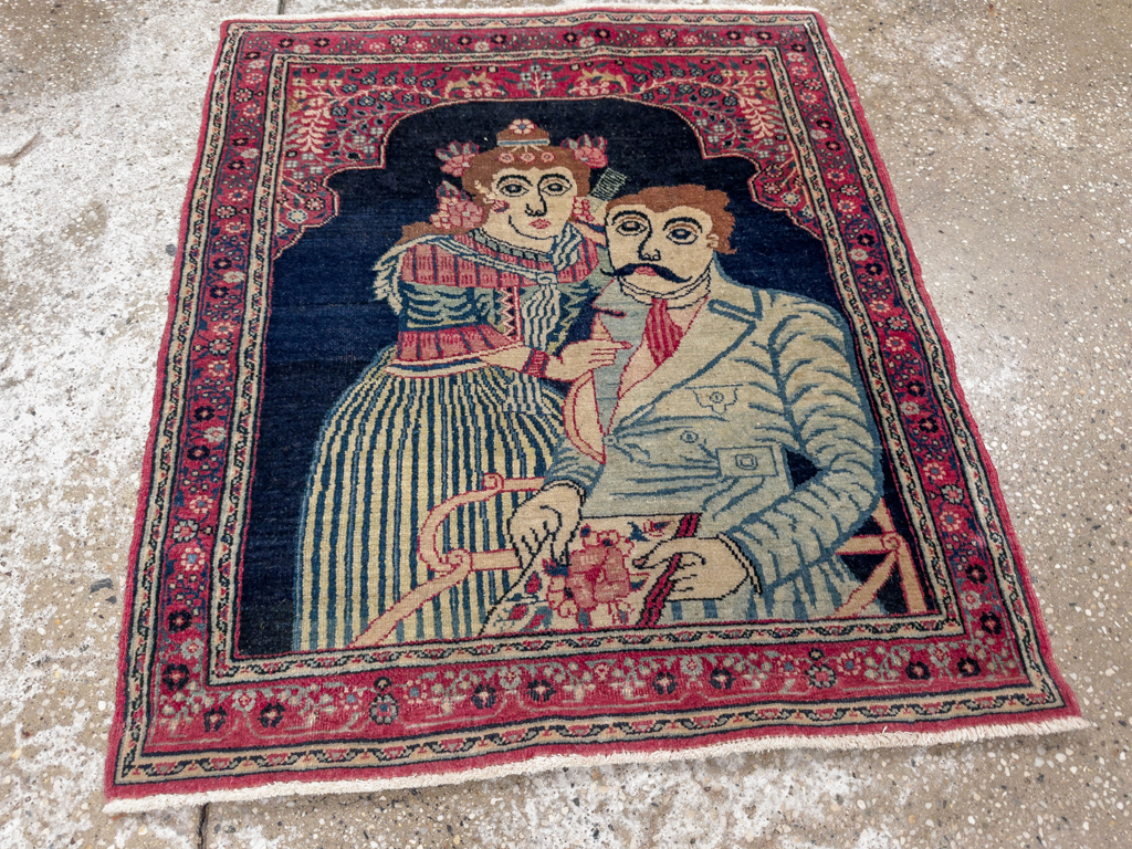 Antique Persian Mashad Pictorial Rug, No.24693 - Galerie Shabab