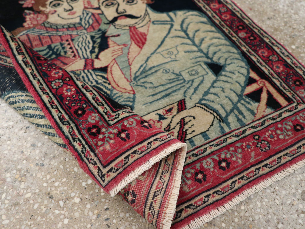 Antique Persian Mashad Pictorial Rug, No.24693 - Galerie Shabab