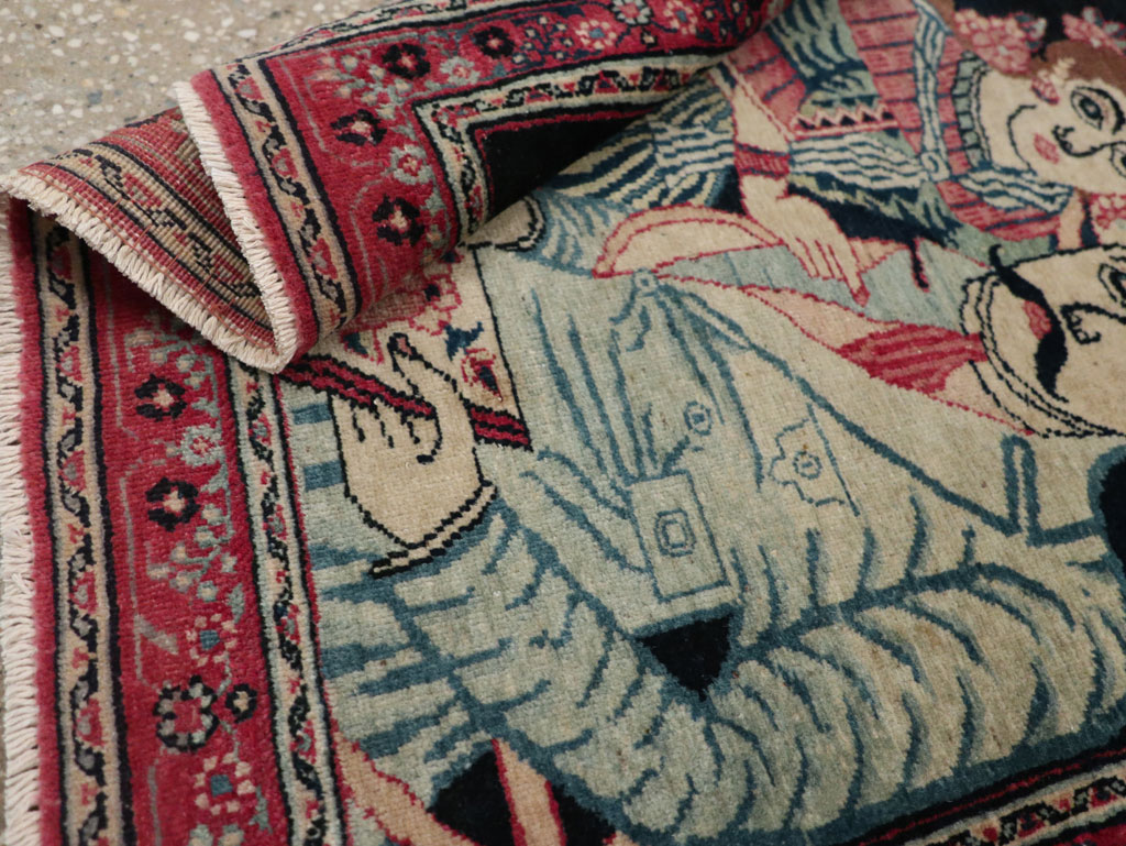 Antique Persian Mashad Pictorial Rug, No.24693 - Galerie Shabab