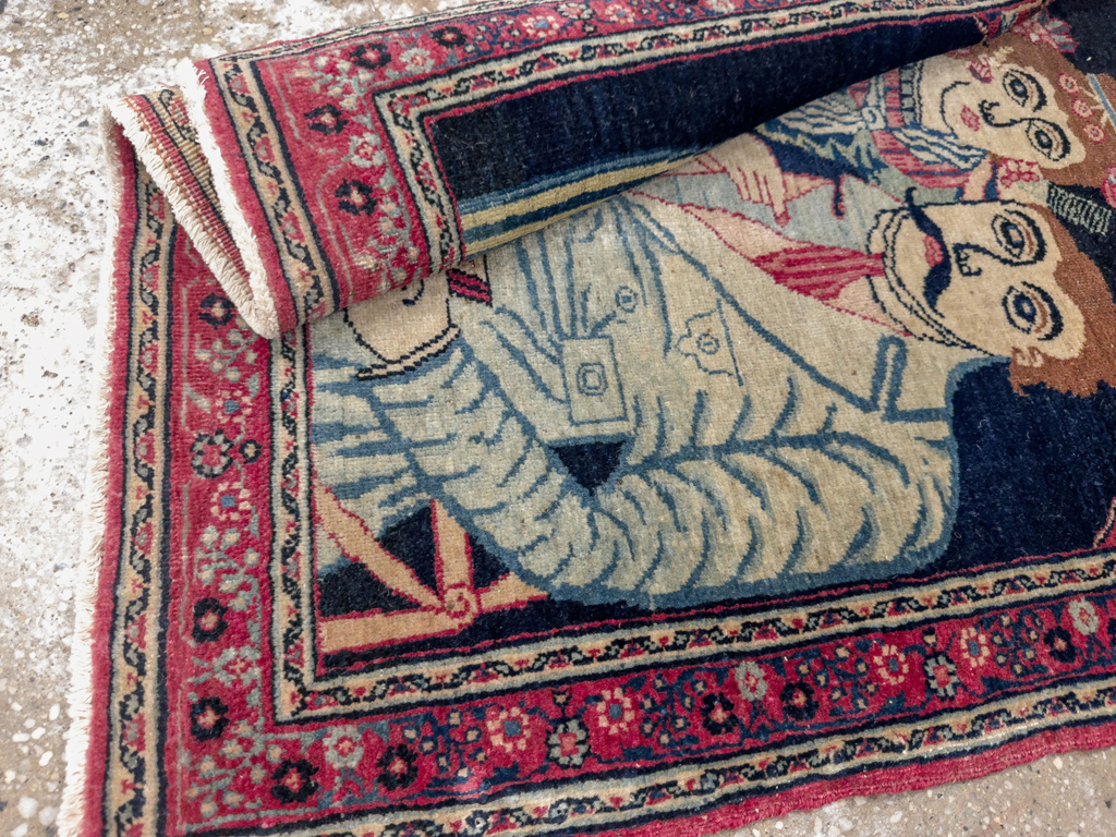 Antique Persian Mashad Pictorial Rug, No.24693 - Galerie Shabab