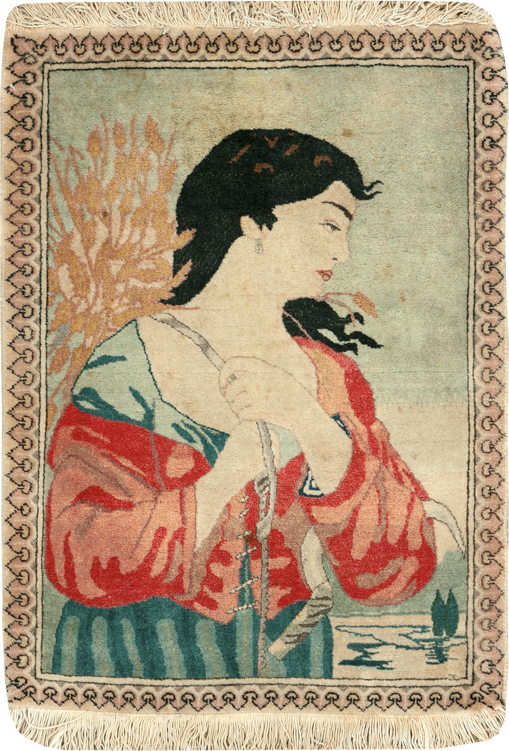 Vintage Persian Tabriz Pictorial Rug, No.24790 - Galerie Shabab