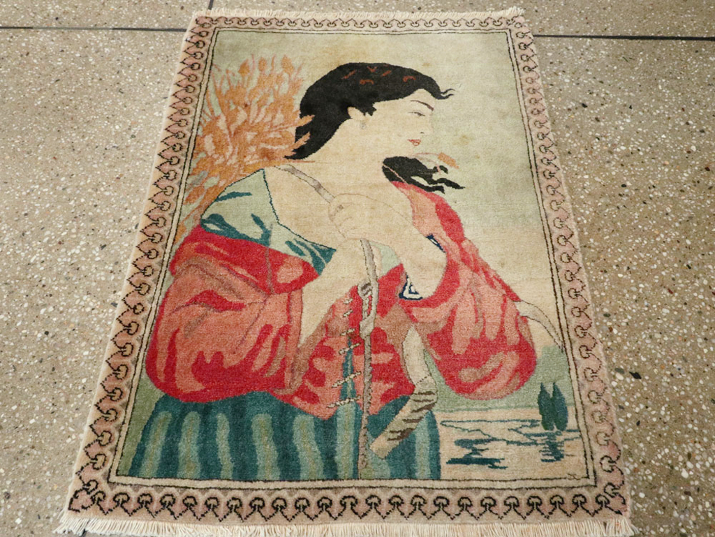 Vintage Persian Tabriz Pictorial Rug, No.24790 - Galerie Shabab