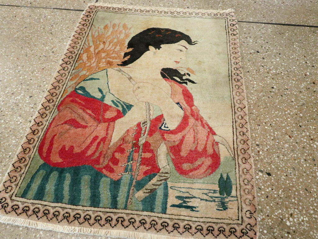 Vintage Persian Tabriz Pictorial Rug, No.24790 - Galerie Shabab