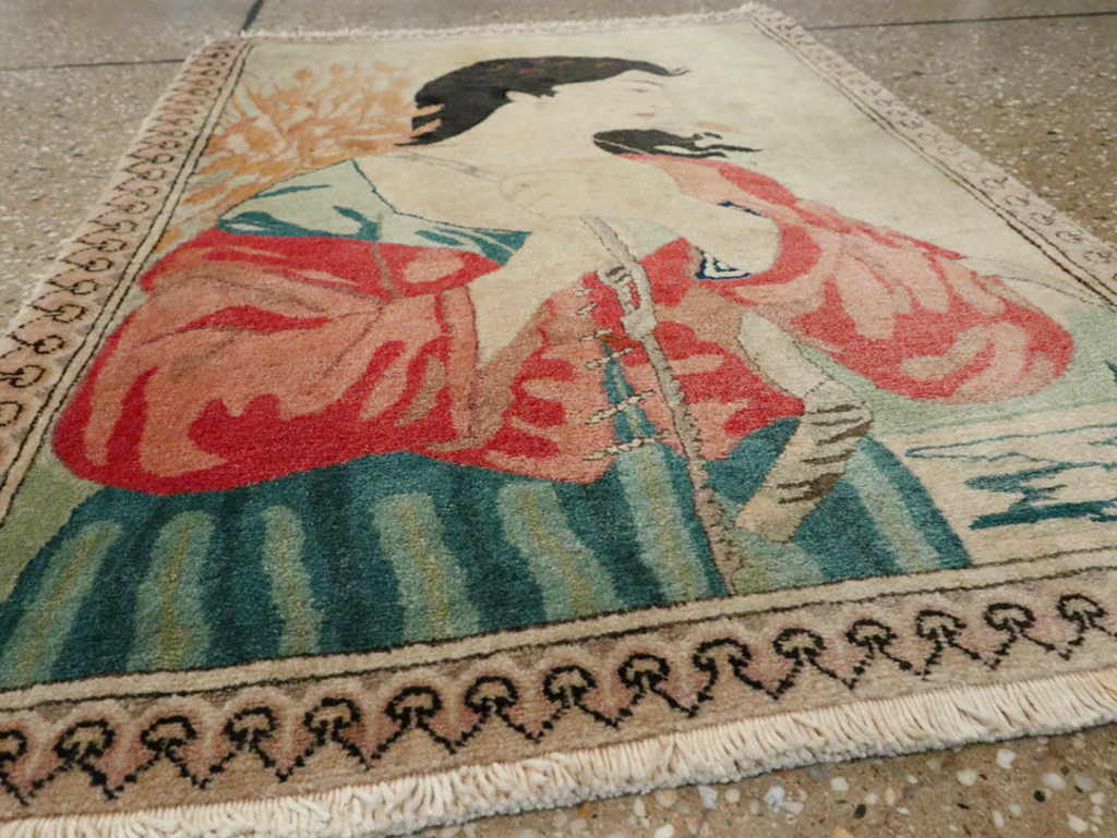 Vintage Persian Tabriz Pictorial Rug, No.24790 - Galerie Shabab