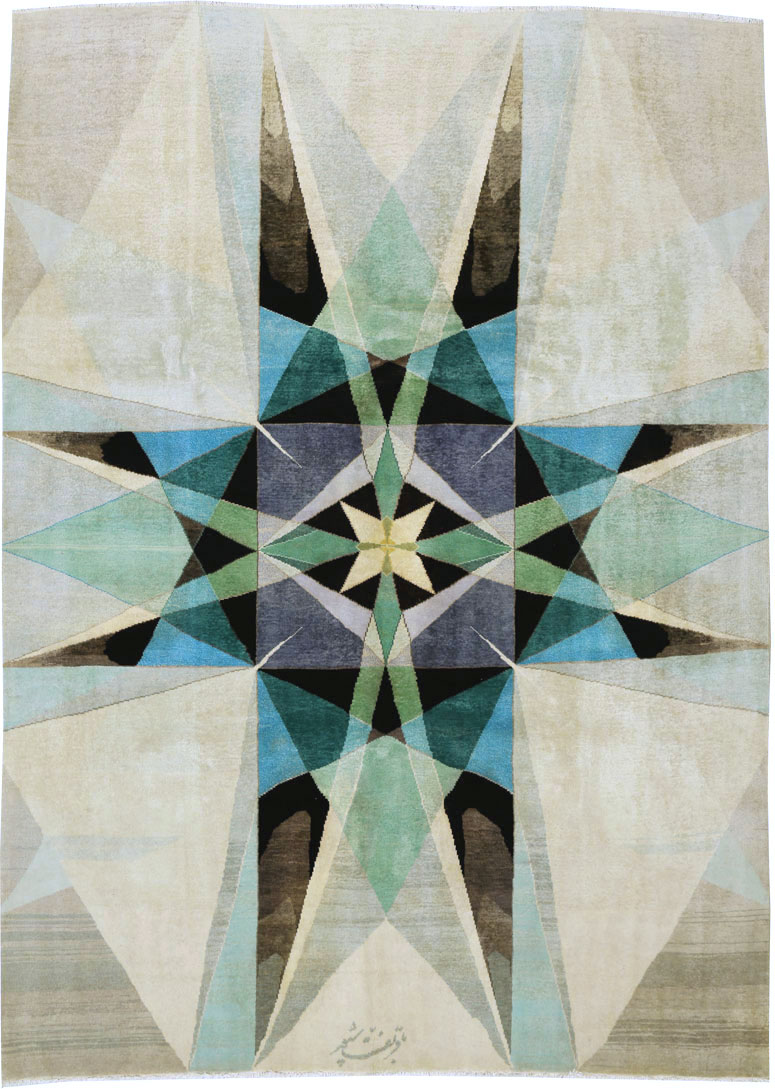Vintage Persian Kashan Art Deco Carpet, No.24818 - Galerie Shabab