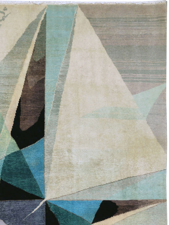 Vintage Persian Kashan Art Deco Carpet, No.24818 - Galerie Shabab