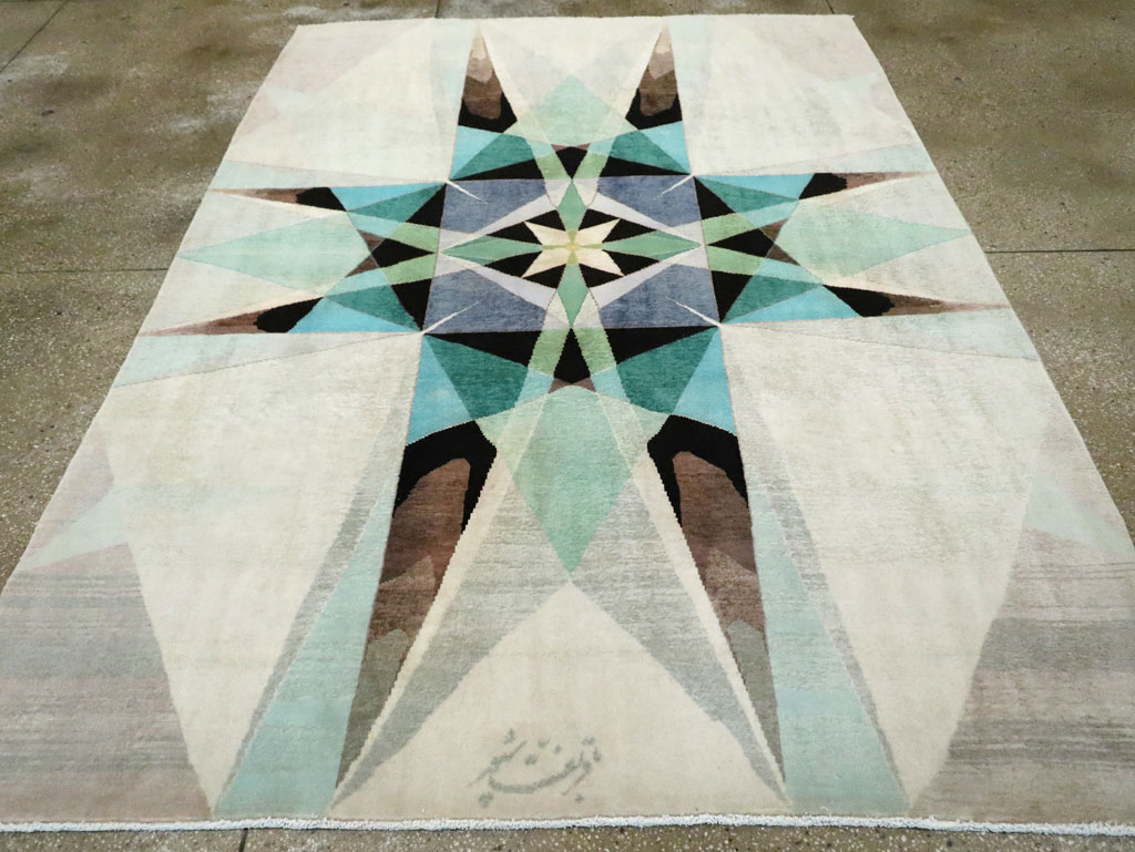 Vintage Persian Kashan Art Deco Carpet, No.24818 - Galerie Shabab