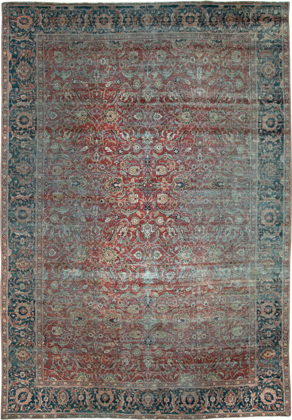 Antique Persian Tabriz Distressed Carpet, No.24891 - Galerie Shabab