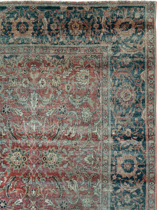 Antique Persian Tabriz Distressed Carpet, No.24891 - Galerie Shabab